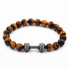 Unisex 8mm Tiger Eye Beaded Dumbbell Bracelet